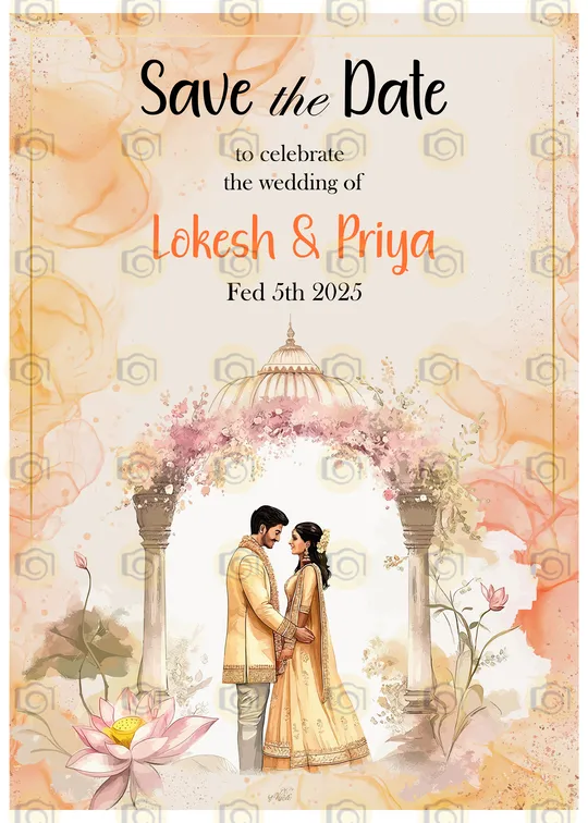 Indian Wedding Save The Date Card Featuring Vibrant Colors And Traditional Motifs